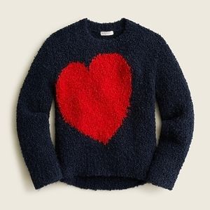 Crewcuts Navy Fuzzy Sweater with Red Heart